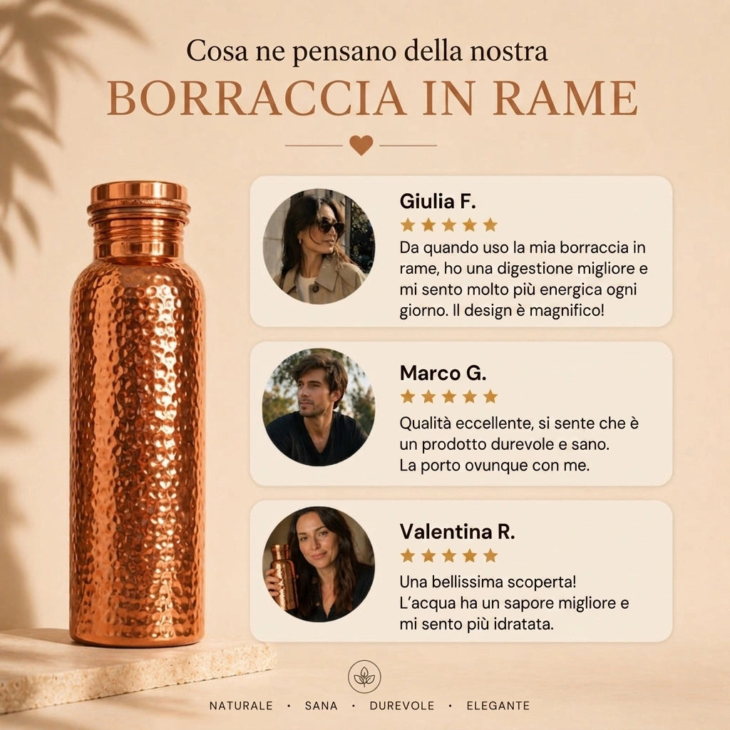 Borraccia in Rame – SalutePura™ | Acqua Purificata Naturalmente, Senza Plastica
